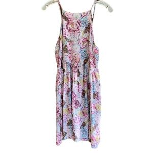 Cinnamon Floral Adjustable Spaghetti Strap Dress with Shirring on the back
